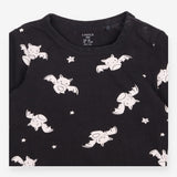 Baby Bodysuit Black Bat Print Lon