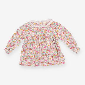 Dress jersey floral foxes squirrels collar LS