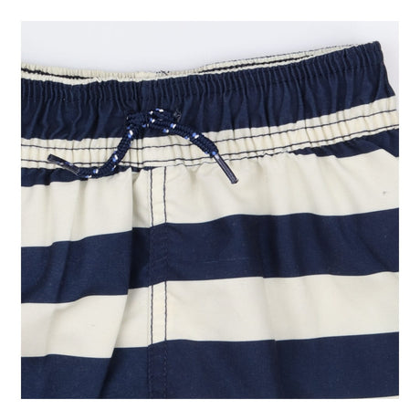 Blue and White Striped Swim Shorts