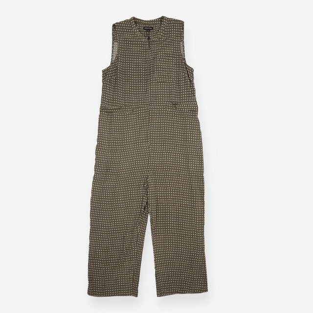 Jumpsuit Khaki Oval Spot Sleeveless Wide Leg