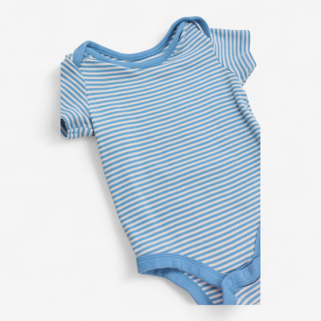 Bodysuit Short Sleeve Blue and White Stripe