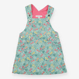 Pinafore Dress Denim Green Floral