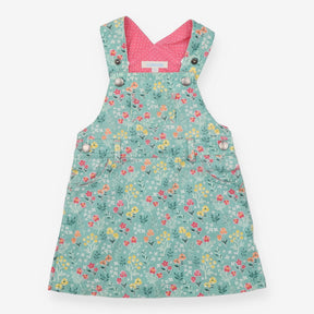 Pinafore Dress Denim Green Floral