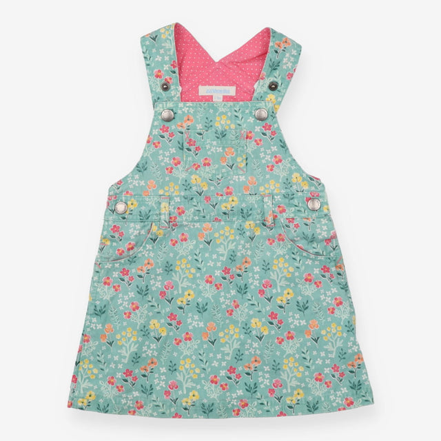 Pinafore Dress Denim Green Floral