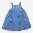 Blue dress with pineapple appliques