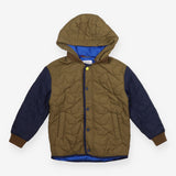 Quilted Coat with Detachable Hood Khaki and Navy