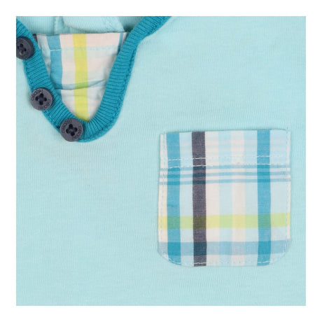 Tee SS blue tartan pocket 