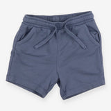 Blue jersey shorts blue tie