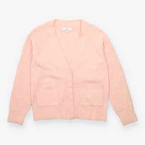 Soft Knit V-Neck Button Front Cardigan Pale Pink