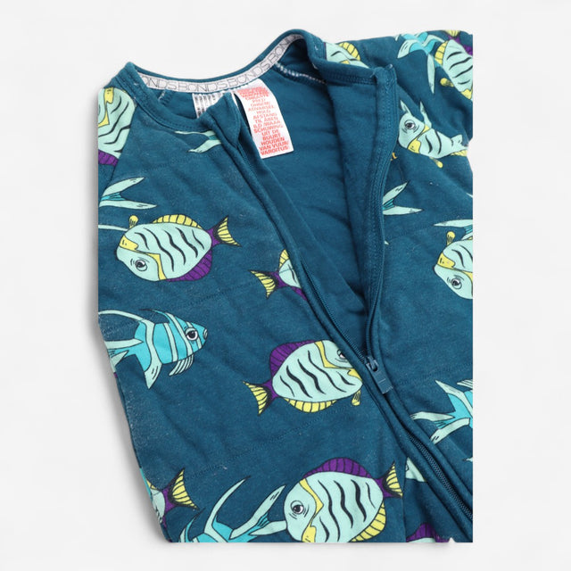 Wondersuit padded sleepsuit green fish
