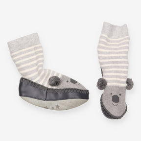 Slippers Grey Stripe Koala Moccasins