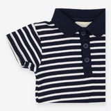 Navy and blue striped collared bodysuit