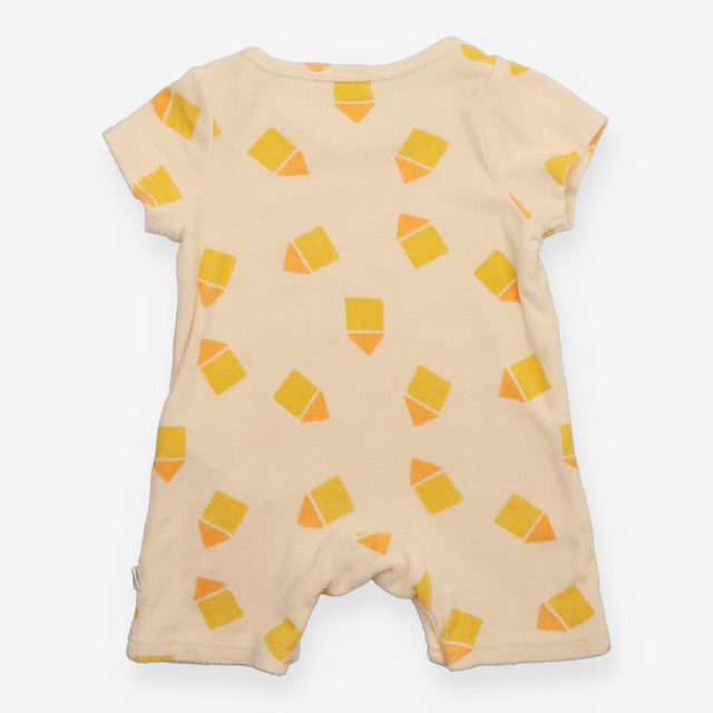 Romper Towelling Cream with Yellow Houses