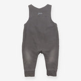 Romper Dungarees grey with white buttons