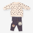 Cream Spotty Sweater and grey Leggings Outfit 