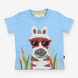 T-Shirt Blue Applique Zebra with Sunnies