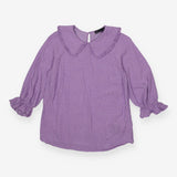 Blouse purple collared polka dot