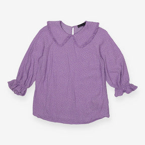 Blouse purple collared polka dot