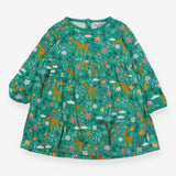 Dress long sleeves green giraffe in forest