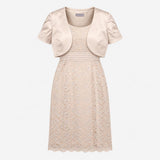 Dress & Bolero Jacket Set Metallic Lace Occasion G