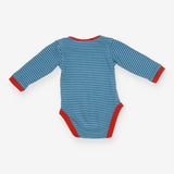 Bodysuit Long Sleeve Blue Stripe with Red Edging
