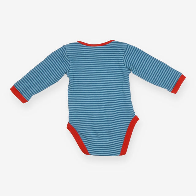 Bodysuit Long Sleeve Blue Stripe with Red Edging