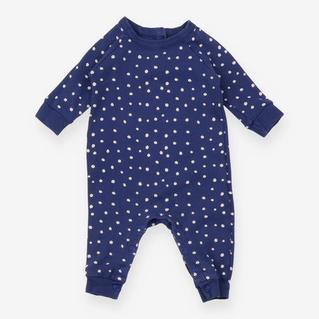 Navy polkadot footless sleepsuit