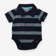 Collared Bodysuit Navy with Strips and Pocket