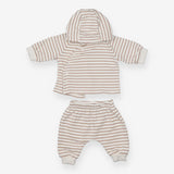 Outfit tracksuit cream small brown stripe popper h