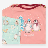 Tee Shirt Pink and leggings blue with Penguins Set