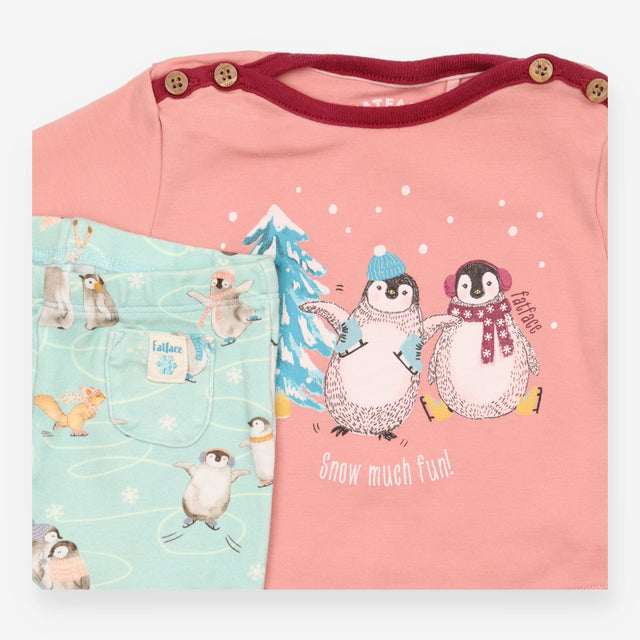 Tee Shirt Pink and leggings blue with Penguins Set