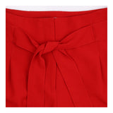  Bright Red Tie Waist Wide Leg Trousers