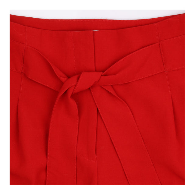  Bright Red Tie Waist Wide Leg Trousers