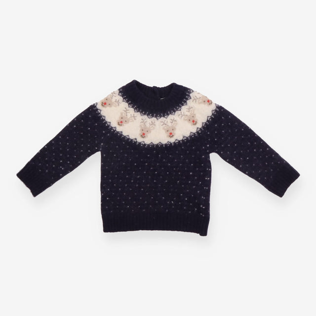 Knitted Jumper Navy Fairisle Rudolph