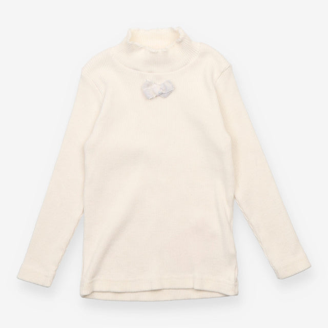 Confiture White Ribbed High Neck LS Top