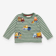 T-shirt green and white stripe tractor