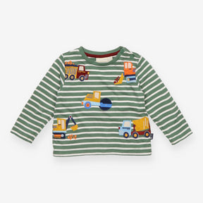 T-shirt green and white stripe tractor