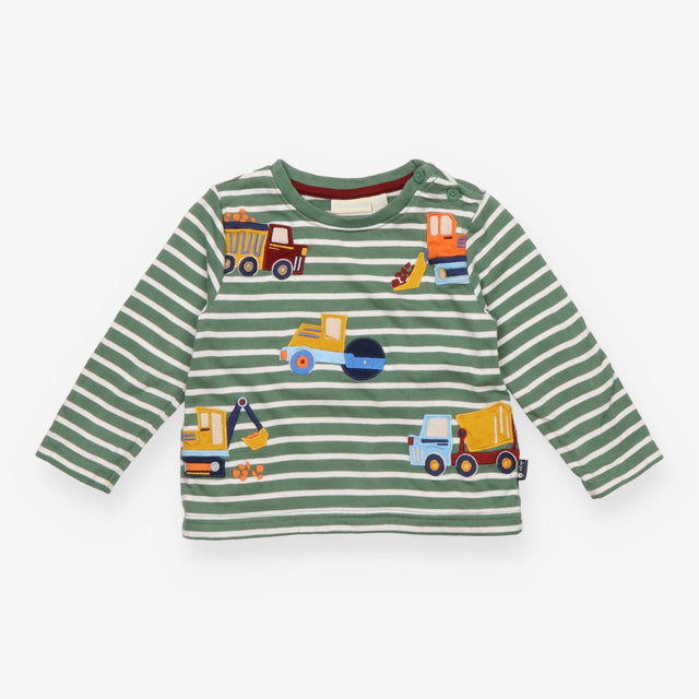 T-shirt green and white stripe tractor
