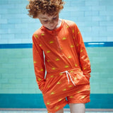 Orange Print Swim Shorts