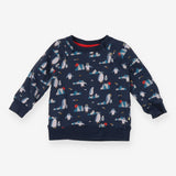 Sweatshirt Navy Penguin Print