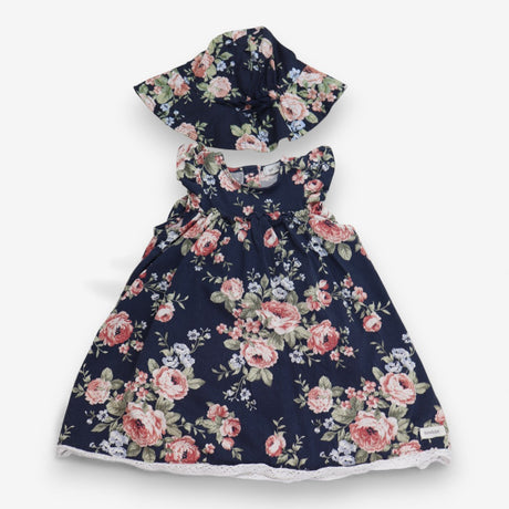 Dress and Hat Navy Flowers