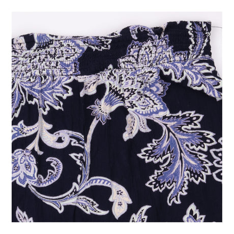 Paisley Floral Tiered Viscose Maxi Skirt Navy Blue