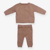 Outfit brown knit wrap top LS bear face leggings