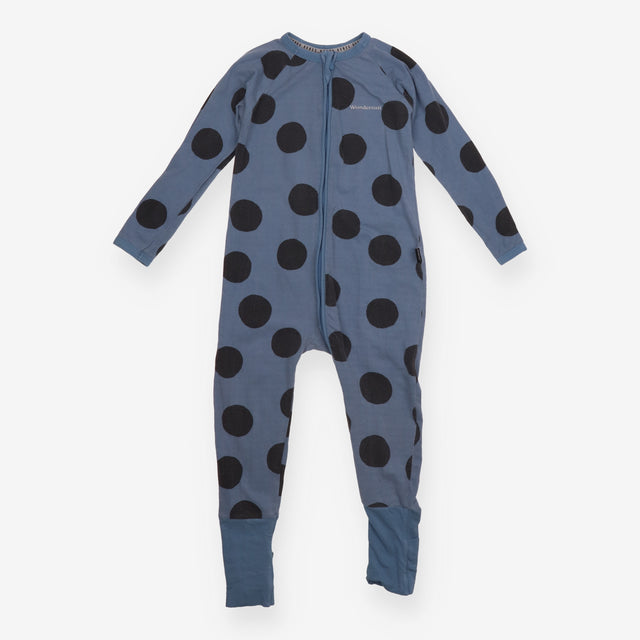 Wondersuit blue polka dots zip up