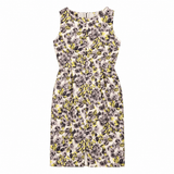 Sleeveless Dress Grey Yellow Floral Silk Blend