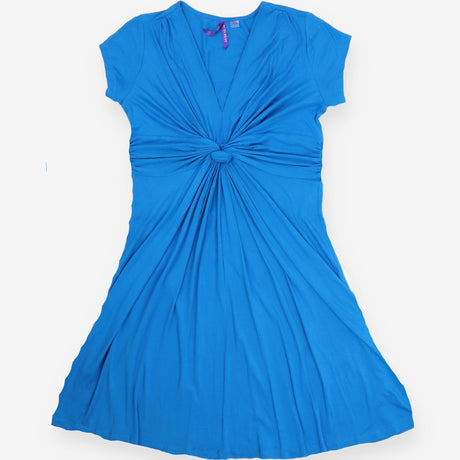 Bright Blue Knot Front V-Neck Viscose Maternity Dr