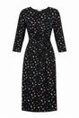 Black Multicolour Spot Twist Front Jersey Dress