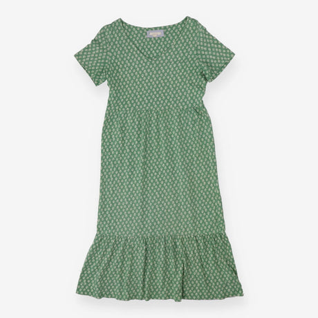 White Stuff Green Cream Floral Tiered Midi Dress