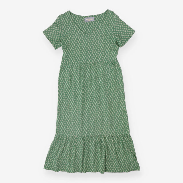 White Stuff Green Cream Floral Tiered Midi Dress