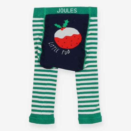 Knit leggings striped green Christmas pudding